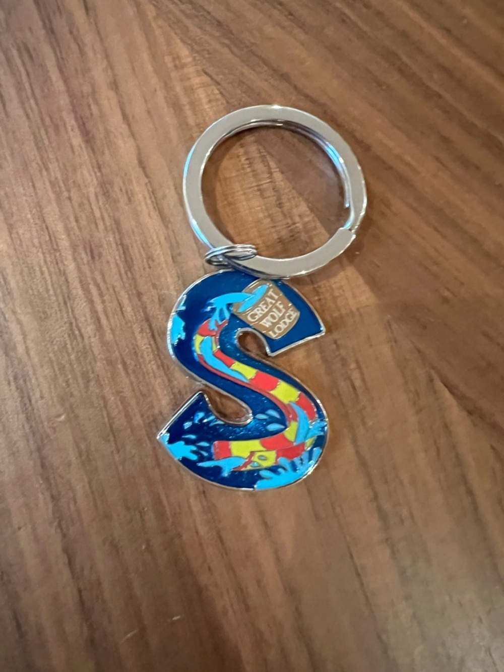 Colorful 'S' Initial great wolf lodge Keychain - Multicolor Enamel